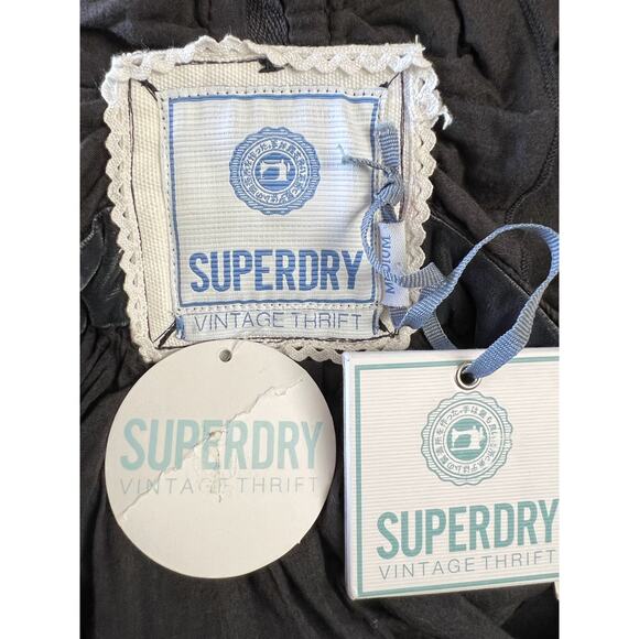 Superdry NEW Vintage Inspired Mini Dress Square Neckline Ruffles Straps Size M - Picture 12 of 15